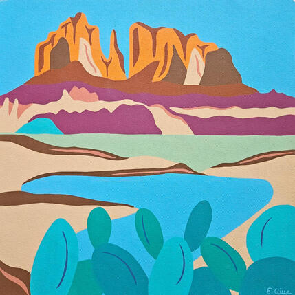 Painting Vie by Emilie Chêne | Painting Figurative Acrylic Landscapes, Minimalist, Nature