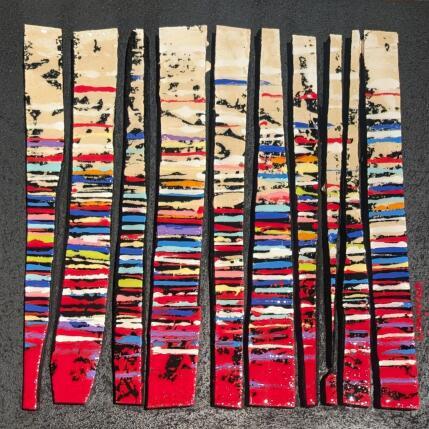 Painting Bc10 fine rouge bleu ocre by Langeron Luc | Painting Subject matter Acrylic, Resin, Wood