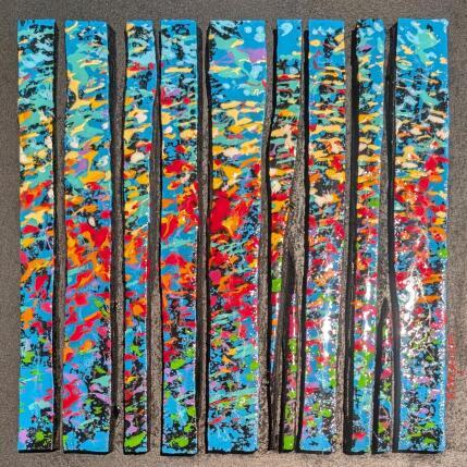 Painting Bc11 prairie rouge jaune by Langeron Luc | Painting Subject matter Acrylic, Resin, Wood