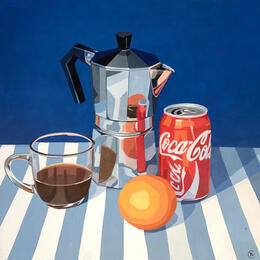 Painting Réflexion matinale  by Colin Véronique | Painting Figurative Acrylic Still-life