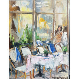 Gemälde Café Parisien 2 von Novokhatska Olga | Gemälde  Öl Alltagsszenen