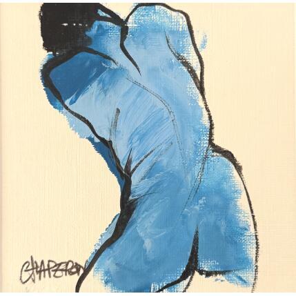 Peinture Mon refuge bleu par Chaperon Martine | Tableau Figuratif Acrylique Nu