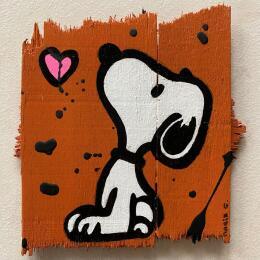 Gemälde F1 snoopy love von Marie G.  | Gemälde Pop-Art Acryl, Holz Pop-Ikonen