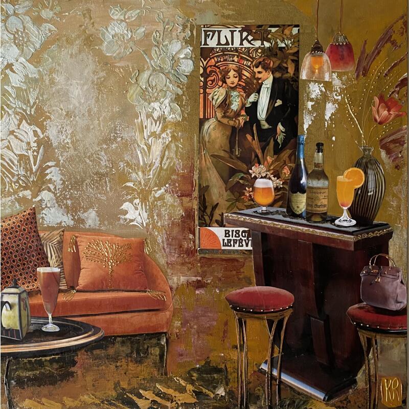 Painting Flirt by Romanelli Karine | Painting Figurative Acrylic Gluing