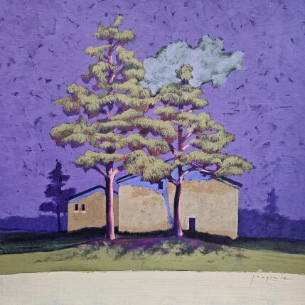 Gemälde Décembre von Pasquale | Gemälde Figurativ Acryl Architektur, Landschaften, Natur