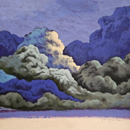 Painting Géants des brumes by Pasquale | Painting Figurative Acrylic Architecture, Landscapes, Nature