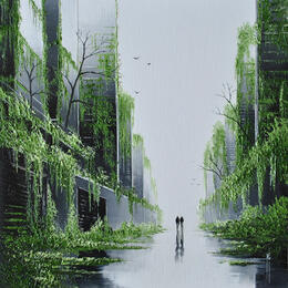 Painting Chrysalide urbaine by Galloro Maurizio | Painting Figurative Oil Urban