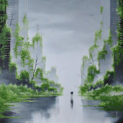 Painting Les murmures du ciel by Galloro Maurizio | Painting Figurative Oil Urban