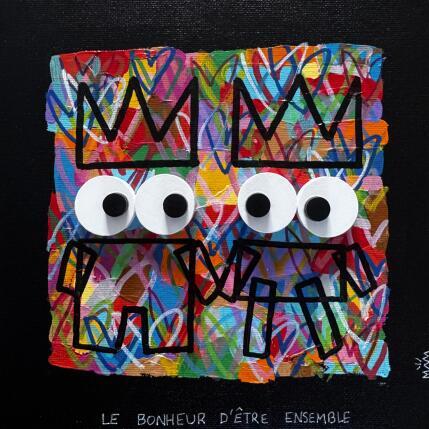 Peinture LE BONHEUR par Mam | Tableau Pop-art Acrylique, Collage Icones Pop, Société