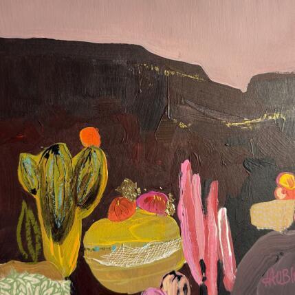 Peinture Douceur d'été-2 par Lau Blou | Tableau Abstrait Acrylique, Carton, Collage, Feuille d'or, Pastel