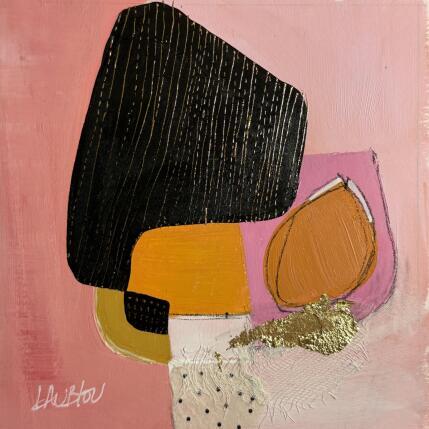 Peinture L'amande magique par Lau Blou | Tableau Abstrait Acrylique, Carton, Collage, Feuille d'or, Pastel