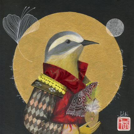 Peinture PRÊTE MOI TA PLUME POUR T ECRIRE JE T AIME par Rebeyre Catherine | Tableau Art naïf Acrylique