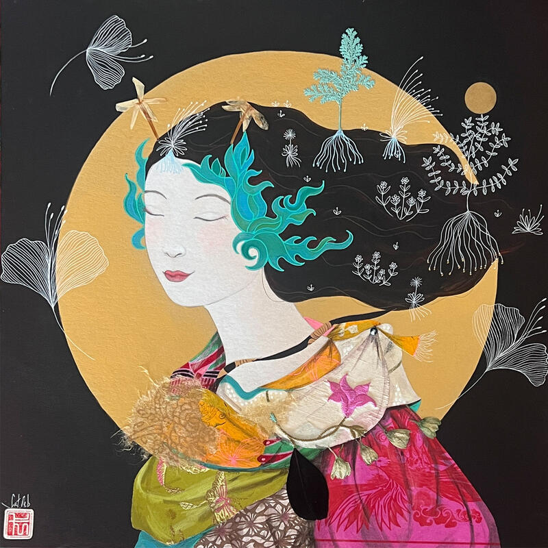 Peinture SYMBIOSEA par Rebeyre Catherine | Tableau Art naïf Acrylique