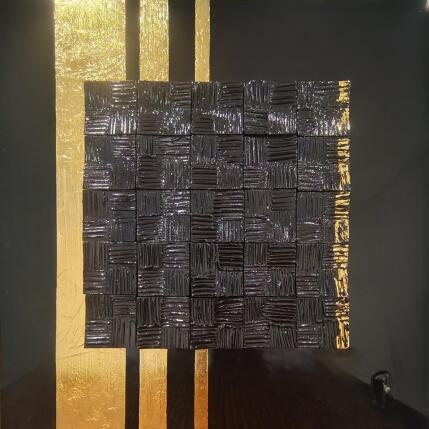 Painting Amber by Bauquel Véronique | Painting Abstract Gluing Minimalist