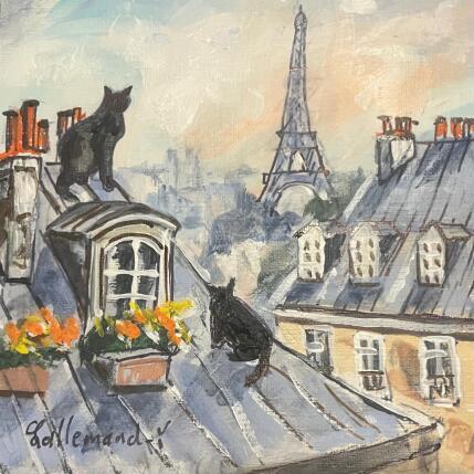 Gemälde Chats sur toits Paris von Lallemand Yves | Gemälde