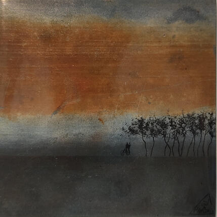 Painting Emaël by Manconi Gil | Painting Subject matter Metal, Upcycling Landscapes