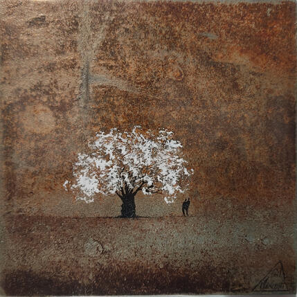 Painting Emalia by Manconi Gil | Painting Subject matter Metal, Upcycling Landscapes