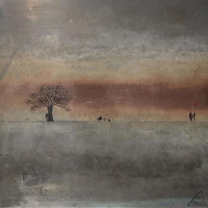 Painting Enéa by Manconi Gil | Painting Subject matter Metal, Upcycling Landscapes