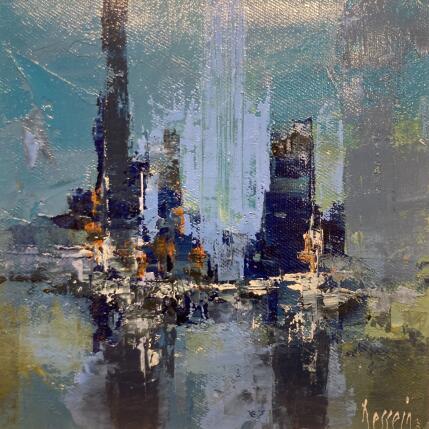 Gemälde blue night von Dessein Pierre | Gemälde Figurativ Öl Urban