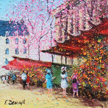 Painting Les fleurs by Dessapt Elika | Painting Impressionism Acrylic, Sand