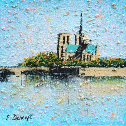 Painting Notre-dame by Dessapt Elika | Painting Impressionism Acrylic, Sand