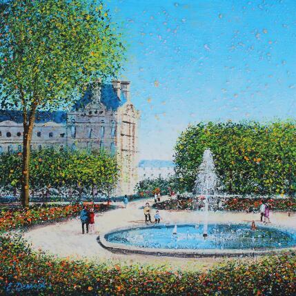Painting Une journée aux tuileries by Dessapt Elika | Painting Impressionism Acrylic, Sand
