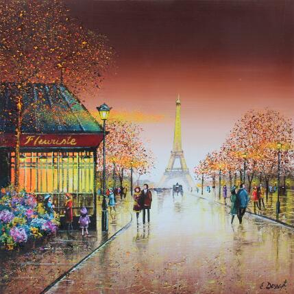 Painting La fleuriste de Paris by Dessapt Elika | Painting Impressionism Acrylic, Sand