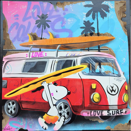 Painting SUPERVAN CARDBOARD by Lemoine Mael | Painting Pop-art Acrylic, Graffiti Pop icons