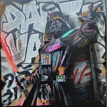 Painting KING DARTH VADER CARDBOARD by Lemoine Mael | Painting Pop-art Acrylic, Graffiti Pop icons