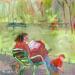 Painting Absente au monde by Ral Lourdes | Painting Figurative Life style Wood Acrylic