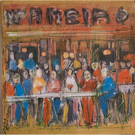 Peinture Complicité au café par Rocco Sophie | Tableau
