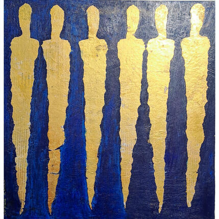 Peinture Du bleu dans l'Or par Rocco Sophie | Tableau