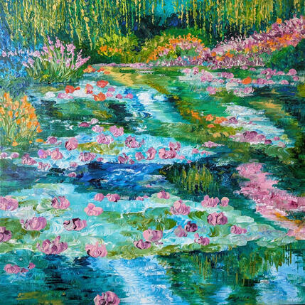 Peinture Water lilies par Amblard Florence | Tableau
