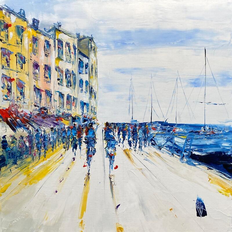 Peinture Week-end bord de mer par Raffin Christian | Tableau Figuratif Urbain Marine Huile