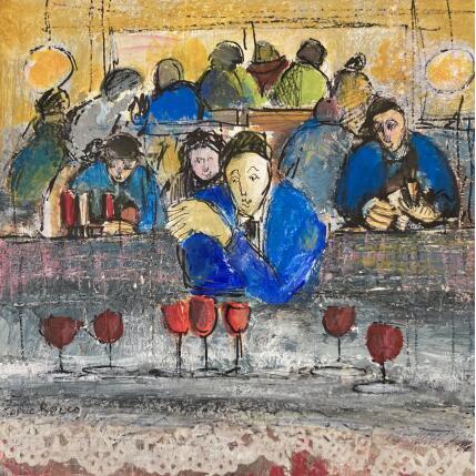 Gemälde Concour des vins von Rocco Sophie | Gemälde Art brut Acryl, Collage, Sand