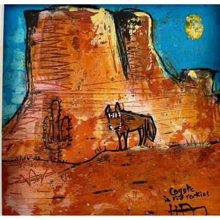 Painting Smiling to the moon by Maury Hervé | Painting