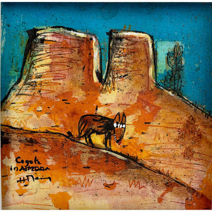 Painting Coyote in Az by Maury Hervé | Painting