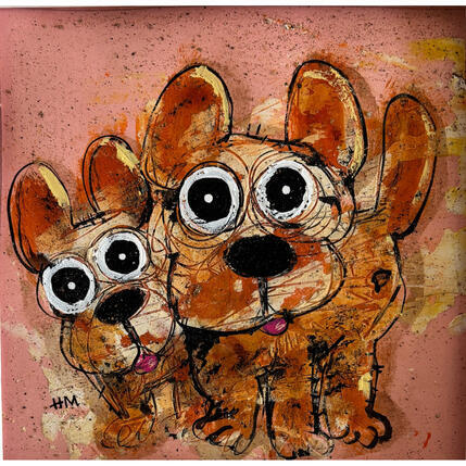 Painting 2 bouledogues by Maury Hervé | Painting