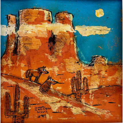 Painting Couple of coyotes by Maury Hervé | Painting