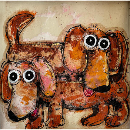 Painting 2 Young bassets by Maury Hervé | Painting
