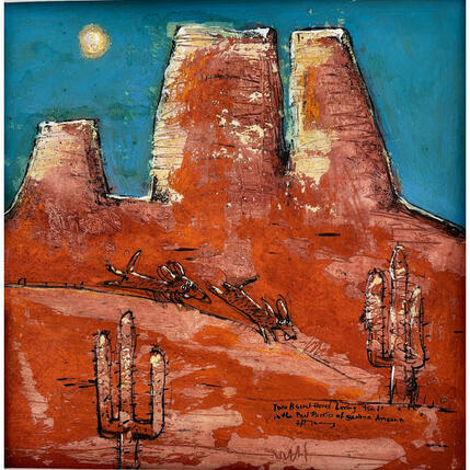 Painting 2 bassets in red canyons by Maury Hervé | Painting