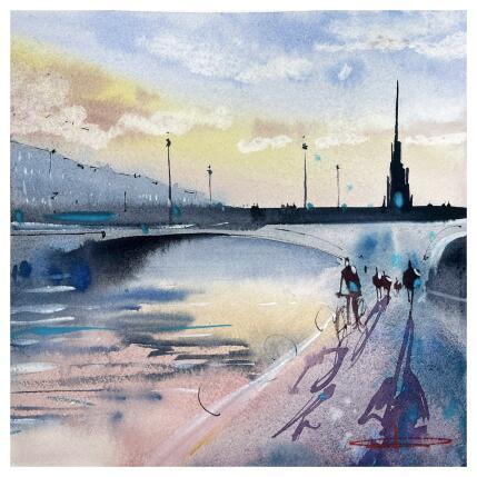 Painting une promenade au bord de Seine by Bailly Kévin | Painting