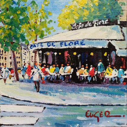 Gemälde CAFE DE FLORE A PARIS von Euger | Gemälde Figurativ Acryl Alltagsszenen, Architektur, Urban