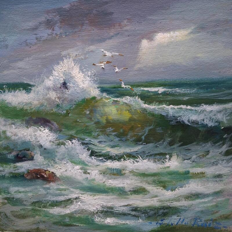 Painting Olas by Cabello Ruiz Jose | Painting Impressionism Marine Oil