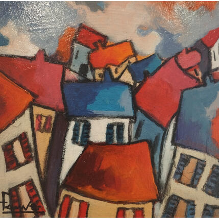 Peinture Village 3 par Fauve | Tableau Figuratif Acrylique, Huile Scènes de vie