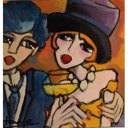 Painting Belle au chapeau by Fauve | Painting Figurative Acrylic, Oil Life style