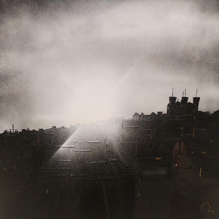 Painting Moonlight by Rey Julien | Painting Figurative Gold leaf