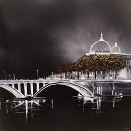 Painting Beautiful Night by Rey Julien | Painting Figurative Gold leaf