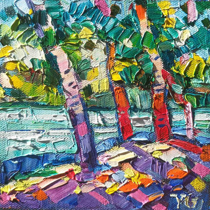 Painting Light and trees by Georgieva Vanya | Painting Figurative Oil Landscapes