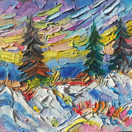 Painting Hot light on the snow by Georgieva Vanya | Painting Figurative Oil Landscapes